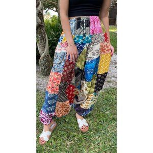 Unisex handmade boho hippie aladdin patchwork harem yoga pants one size women me
